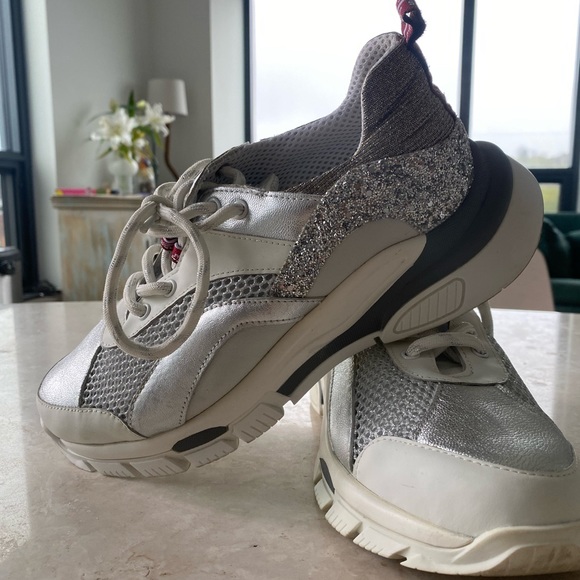 Tosca Blue Metallic Leather Mesh Sneakers - Picture 3 of 5